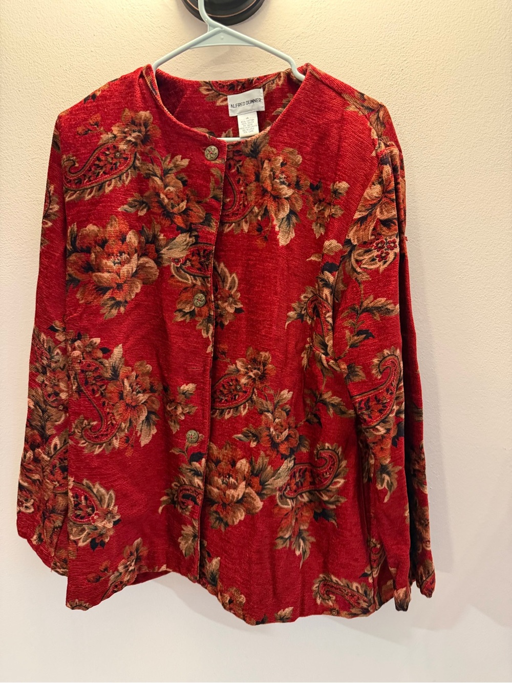 Alfred Dunner Red Brown Floral Button-Front Jacket